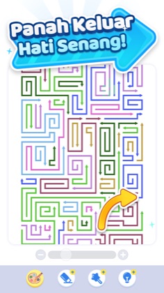 Colorful arrow grid with guided orange path