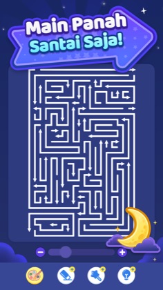 Night mode arrow maze under a dreamy sky